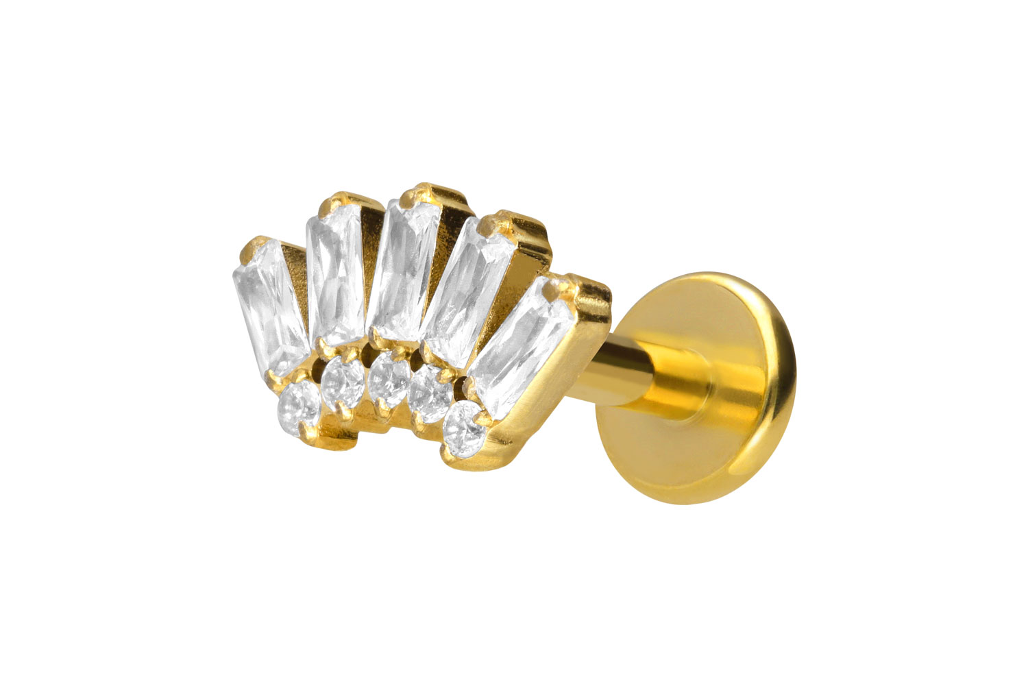 Titan Labret Piercing mit Push Fit 10 EINGEFASSTE KRISTALLE